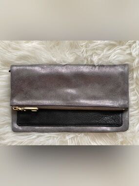GAP NWOT Grey Leather Clutch Bag